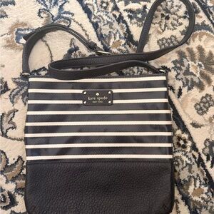 Kate Spade Black and White Striped Crossbody Bag